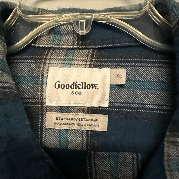 Men's Goodfellow & Co Casual Button Down flannel Shirt XL Teal Plaid - Picture 2 of 5
